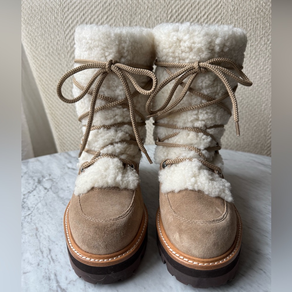 Marc Fisher Tan and Cream Ankle Booties
